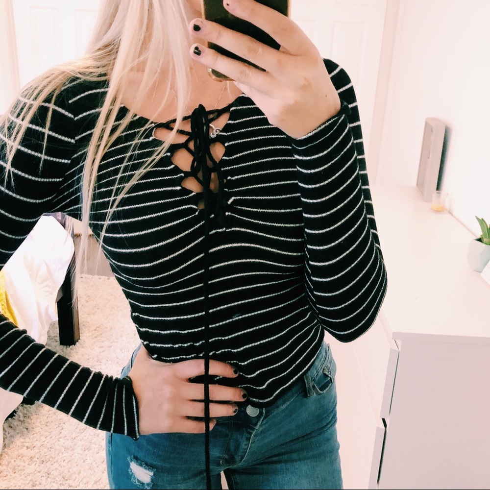 Project Tee Urban Outfitters Lace Up Black Long - Picture 1 of 6